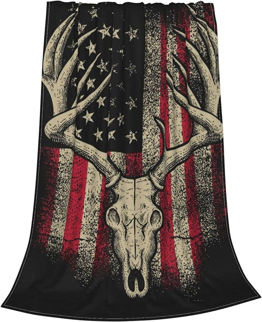 American Deer Fleece Throw Blanket